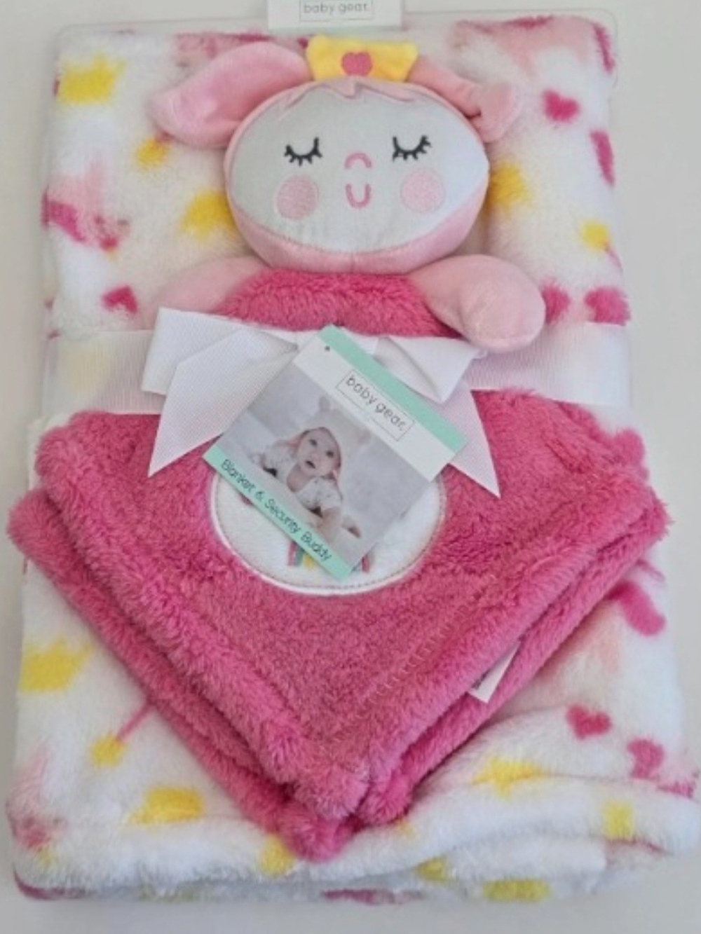 Baby Girl Security Blanket Lovey Pink Soft Fleece Plush Infant Comfort Blanket